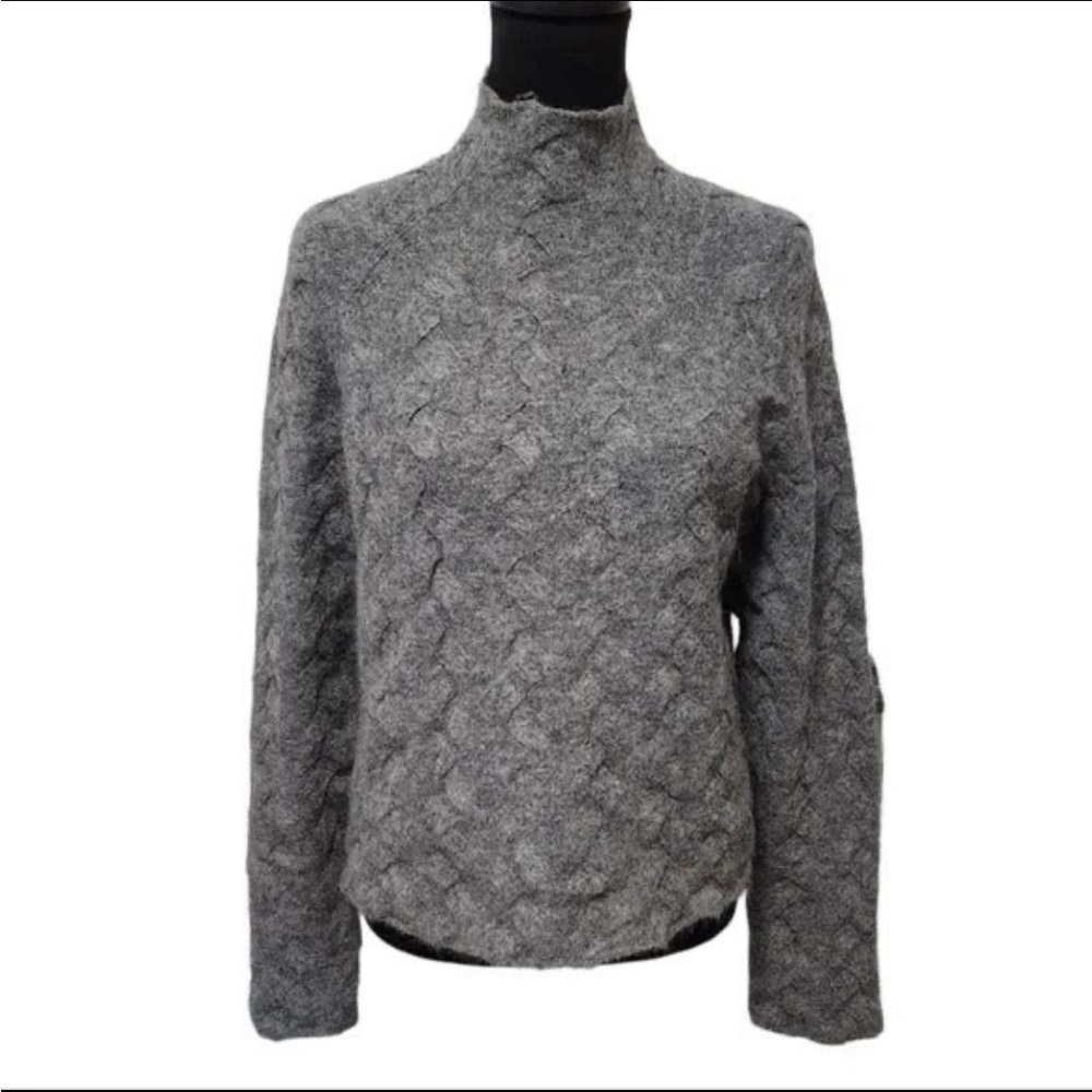 Aritzia Wilfred Free Charcoal Grey Cable Alpaca Wool Mock Neck Mical Sweater